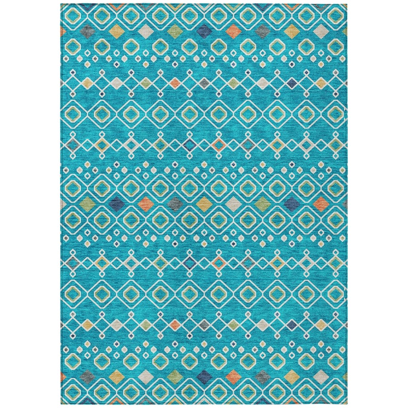 Machine Washable Indoor/ Outdoor Global Contempory Chantille Rug