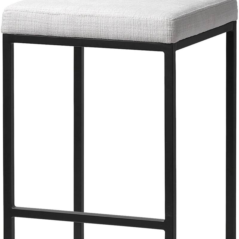 HomeRoots 30" White and Black Iron and Fabric Backless Bar Height Bar Chair