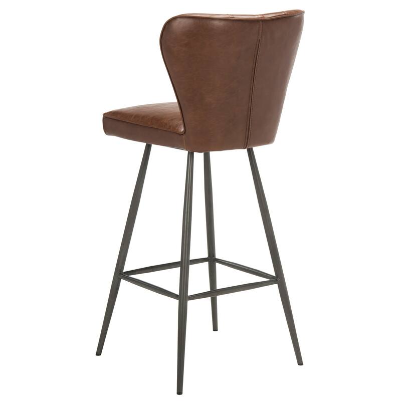 SAFAVIEH Liberty -30 Inch Burgundy Bar Stool (Set of 2) - 16.9" x 21.7" x 46.1" - 17Wx22Dx46H
