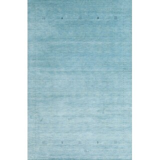 Ahgly Company Machine Washable Contemporary Sky Blue Area Rugs - Bed ...