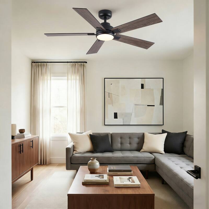 Cusp Barn 52" Modern Ceiling Fan with Light and Remote, LED Integrated Dimmable Reversible DC Motor Ceiling Fan for Living Room