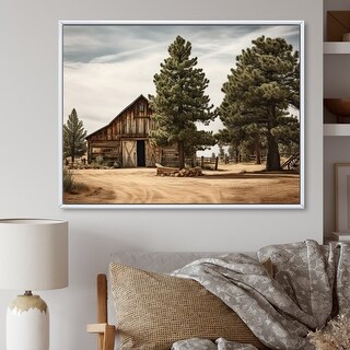 Designart "Pine Tree Rustic Charm" Tree Pine Framed Canvas Prints - Bed ...