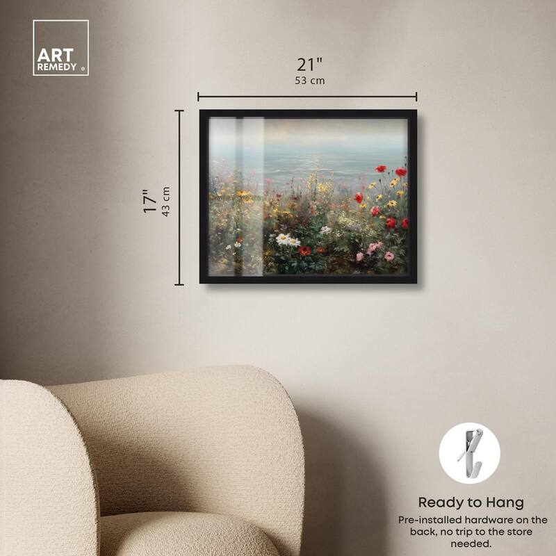 Misty Ocean Field I Shadowbox by Art Remedy