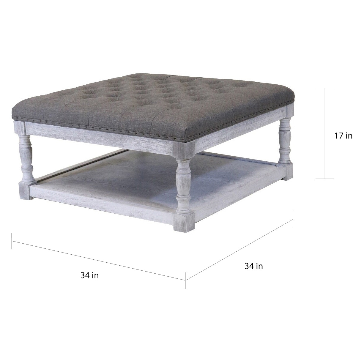 Cairona Tufted Textile 34 inch Shelved Ottoman Table On Sale
