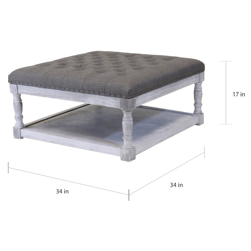 Cairona Tufted Textile 34-inch Shelved Ottoman Table