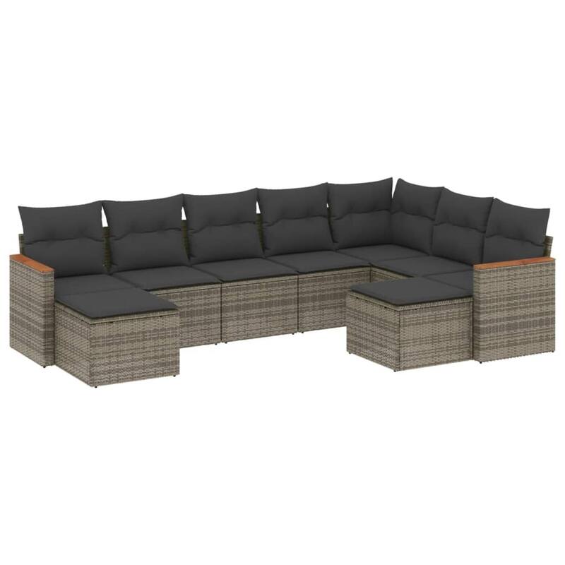 vidaXL Patio Sofa Set with Cushions Outdoor Conversation Furniture Poly Rattan - 24.4 x 24.4 x 27.2 in