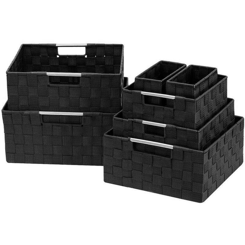 Weave 7 Piece Basket Set - Black