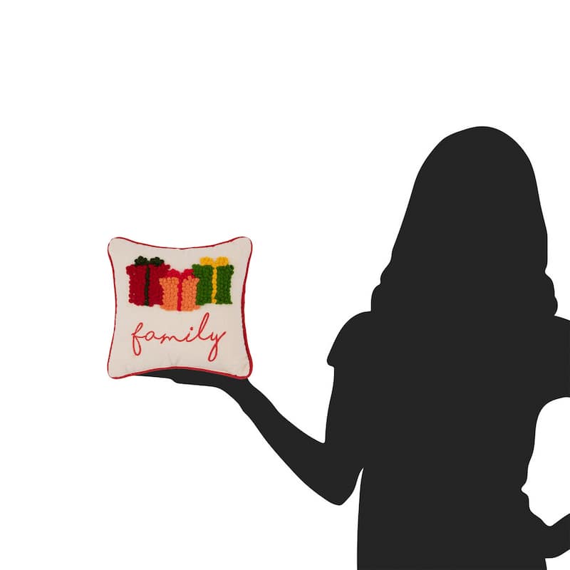 Family Presents French Knot Throw Pillow