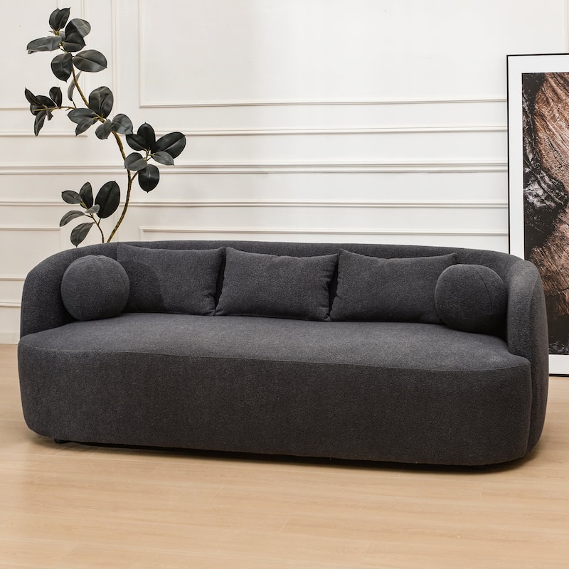 KINWELL 3-Seater Sherpa Boucle Upholstered Sofa Couch for Living Room Lounge, 85" W