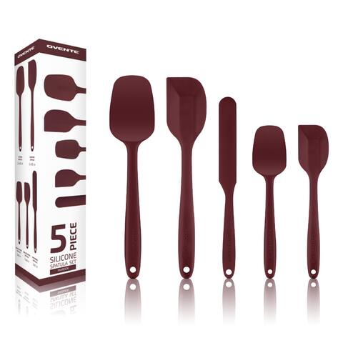Ovente 5 Pieces Non-Stick Silicone Spatula Set with Heat Resistant & Stainless Steel Core, Series