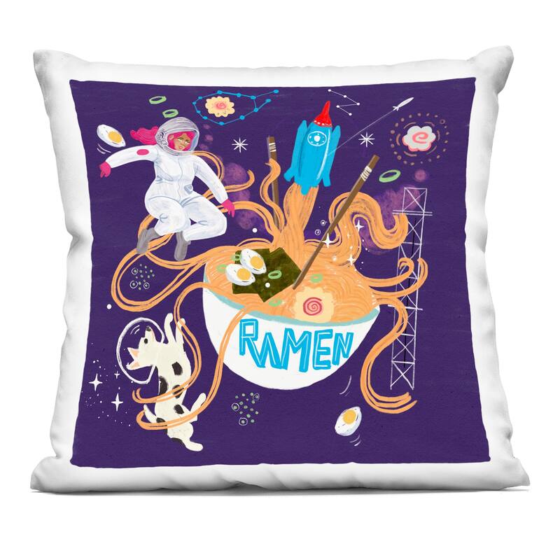 Stupell Whimsical Ramen in Space Decorative Printed Throw Pillow Design by Juliet Rose Philips - Accent - Polyester - Multi-Color - Single