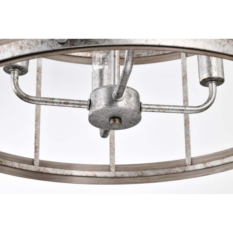 Zera 18 Inch Antique Rustic Drum Chandelier with 4 Light - N/A