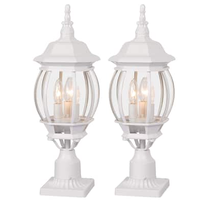 Antique Outdoor Post Light Fixture with Clear Seeded Glass (2 Pack)