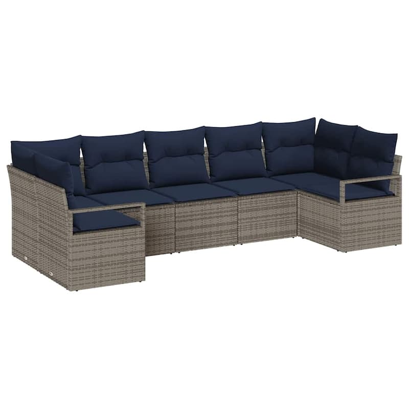 vidaXL 7 Piece Garden Sofa Set with Cushions - 113.8×48×27.2