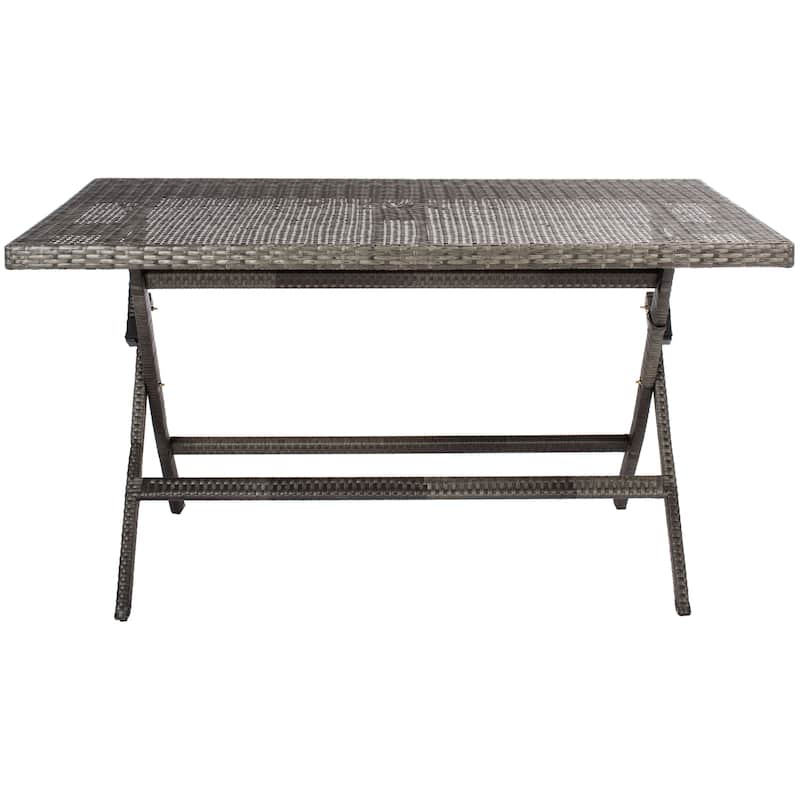 SAFAVIEH Outdoor Kadence Folding Table with Umbrella Hole - 55Wx31Dx28H