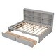 preview thumbnail 8 of 16, Full Size Storage Bed w/ Side Bookcase, Drawers Platform Bed Frame