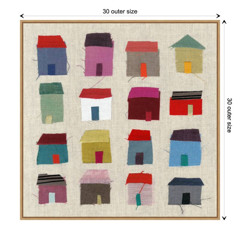 Houses by Jenny Frean Framed Canvas Wall Art Print - Sylvie Maple - 30 x 30 in