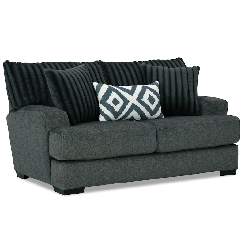 Furniture of America Peak Chenille 2-Piece USA Made Loveseat and Sofa Set with Accent Pillows