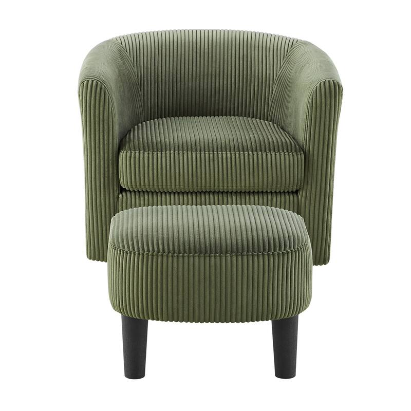 360°Swivel Corduroy Fabric Accent Chair with Ottoman (Set of 2)