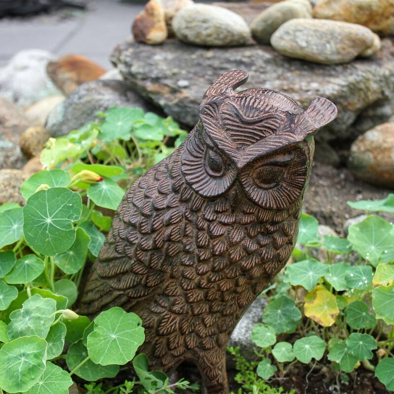 Achla Designs Indoor Outdoor Great Horned Owl Statue, 12.5 Inch Tall, Rustic Bronze Painted Finish