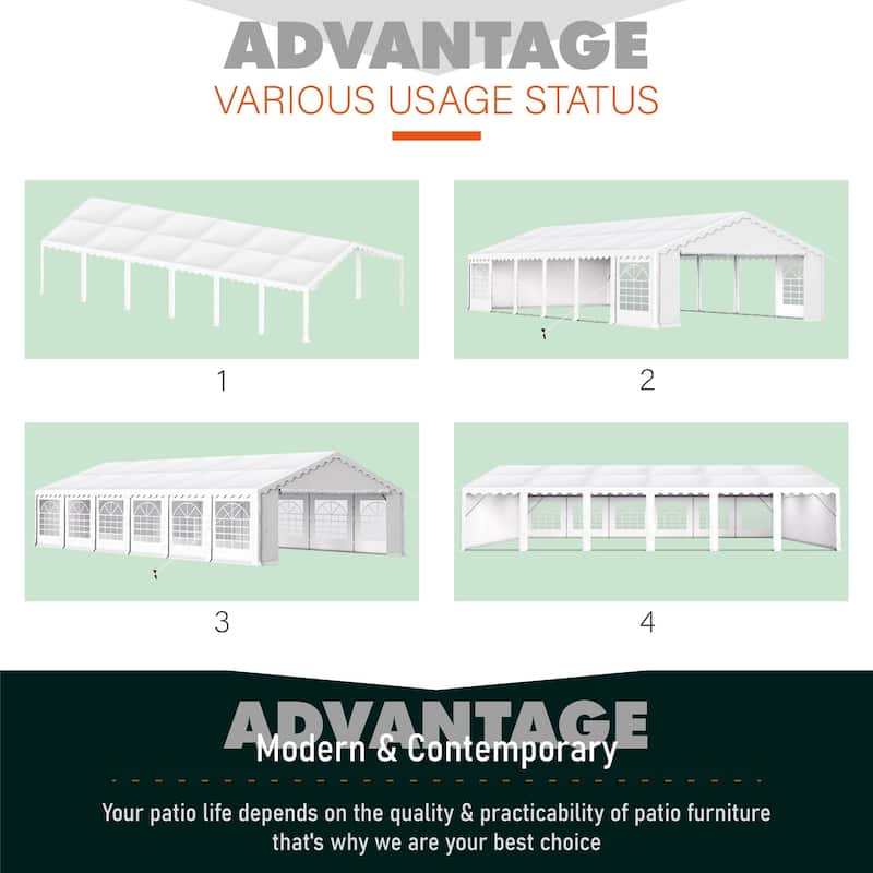 16'X32' Party Tent Heavy Duty Wedding Party Tent Outdoor Patio Tent Outdoor Gazebo Event Shelter Canopy with Carry Bags