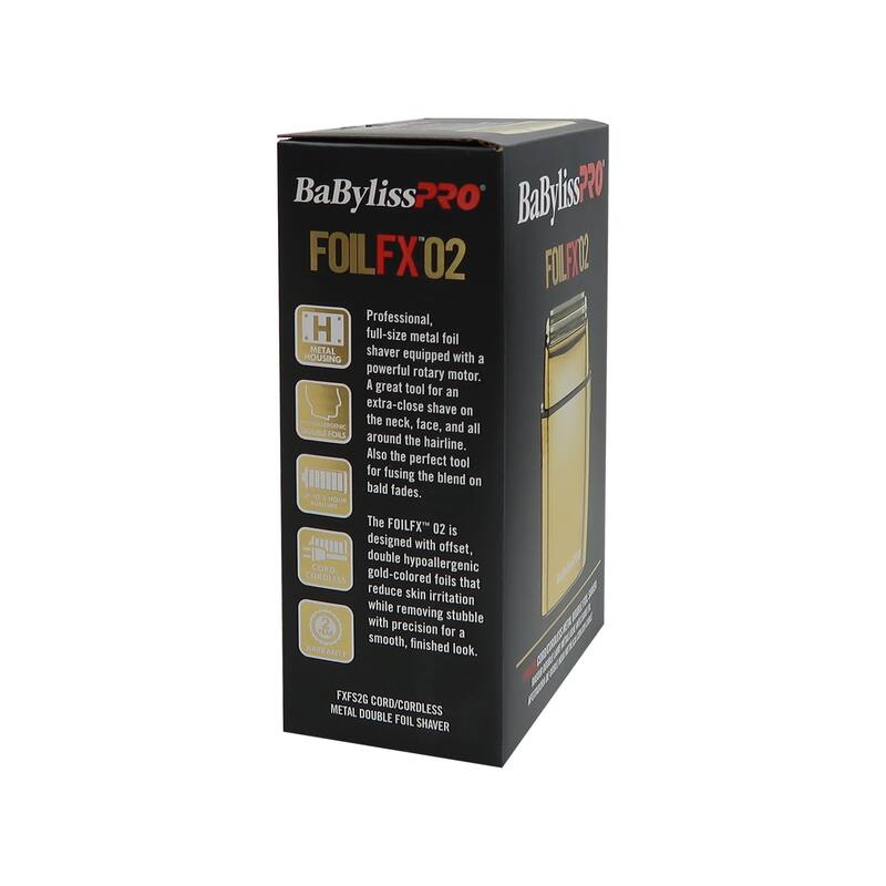 Babyliss Pro Foil FX02 FXFS2G Cord / Cordless Metal Double Foil Shaver + BaByliss Pro Fade Brush BPFADEB + BaByliss Pro 9" Comb