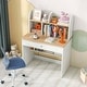 preview thumbnail 2 of 3, Wooden Children School Study Table Kids Desk w/ Hutch Storage Shelves