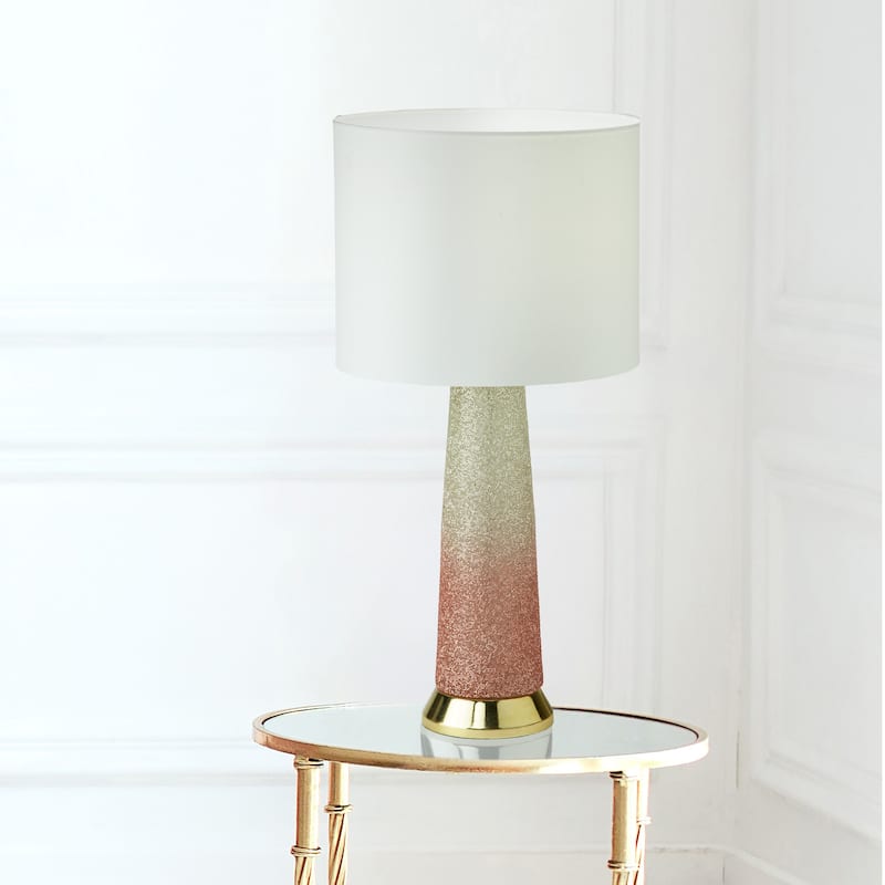 Bliss River of Goods Ombre Pink Glass and Metal 22-Inch Table Lamp