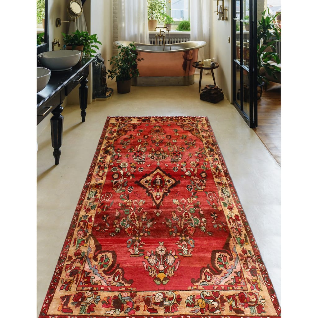 Fine Vintage Distressed Hadley Red/Beige Runner - 4'0" x 9'9"