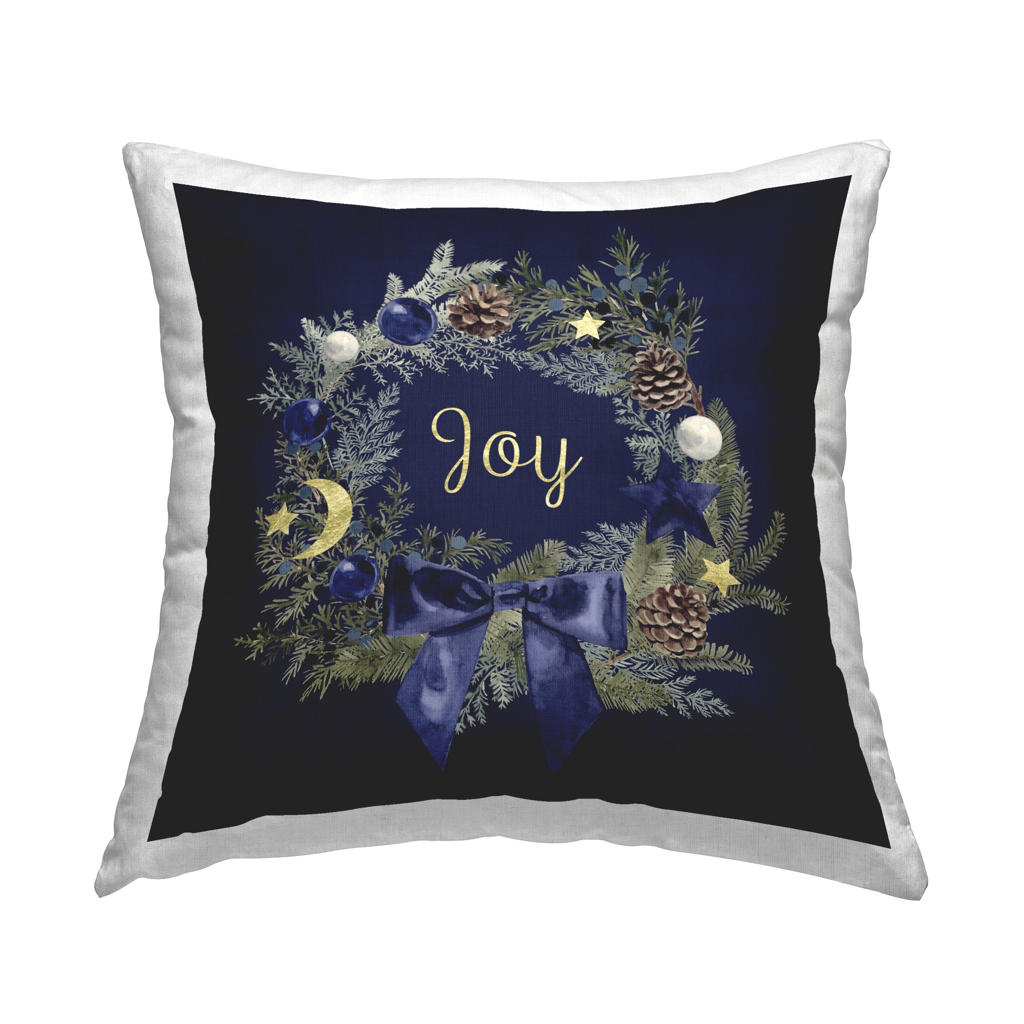 Stupell Joy Holiday Wreath Decorative Printed Throw Pillow Design by Victoria Barnes