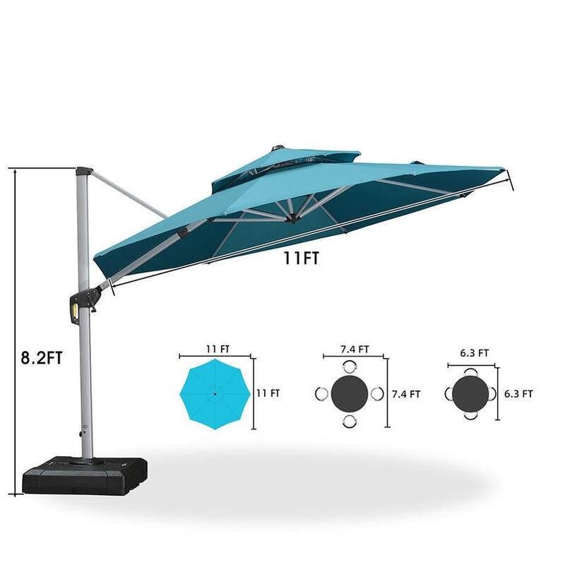 PURPLE LEAF Double Top Round Patio Large Cantilever 360 Degree Rotation 10/11/12/13ft Outdoor Classic Umbrella