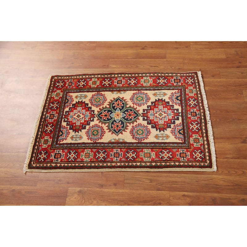 Kazak Oriental Rug Hand-Knotted Wool Carpet - 2'0"x 3'0"
