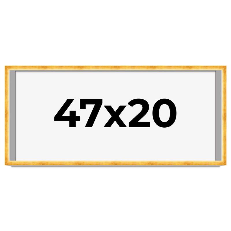47x20 Shadow Box Frame Gold | 1.625 Inches Deep Real Wood Traditional