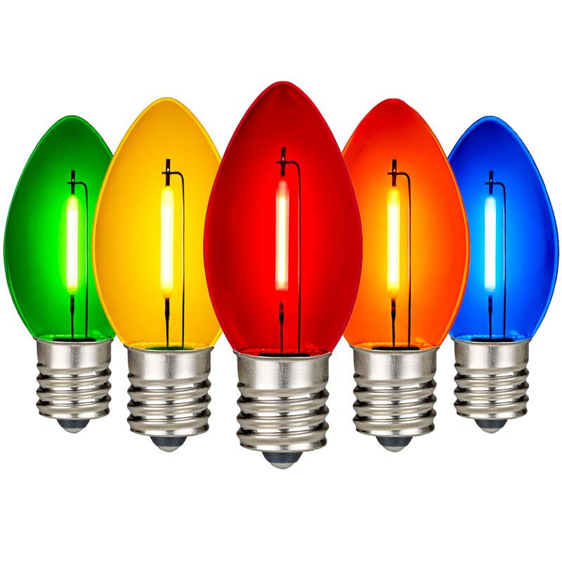 25 Pack C9 LED Outdoor Christmas Replacement Bulbs, Warm White, C9/E17 Base - Multi