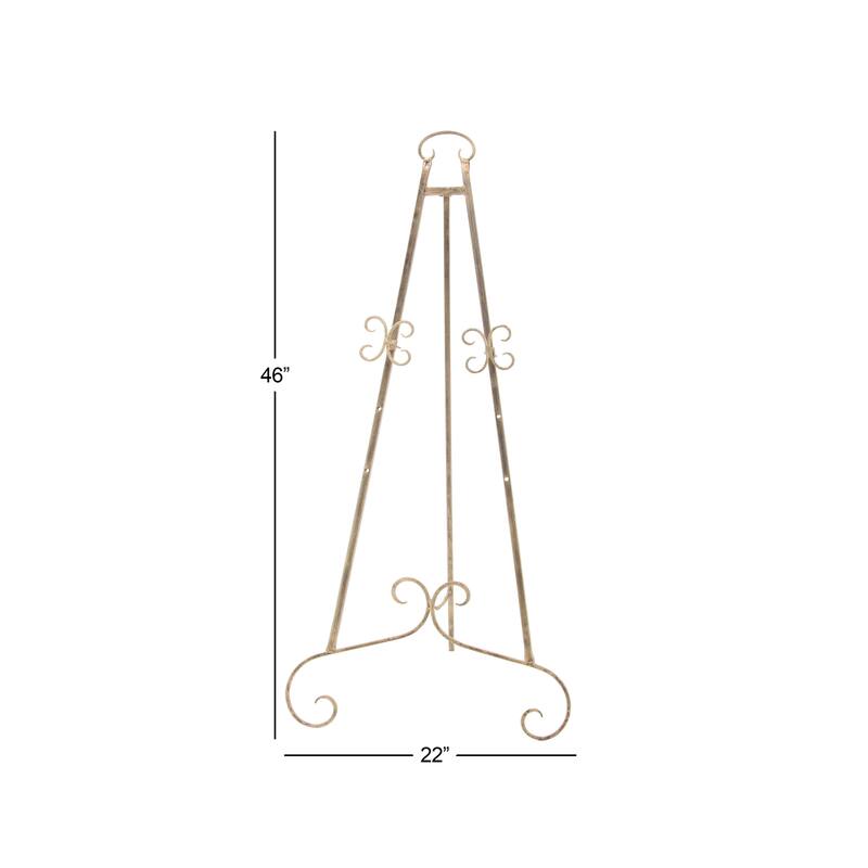 Silver or Gold Metal Traditional Easel with Chain Support - 22 x 21 x 46