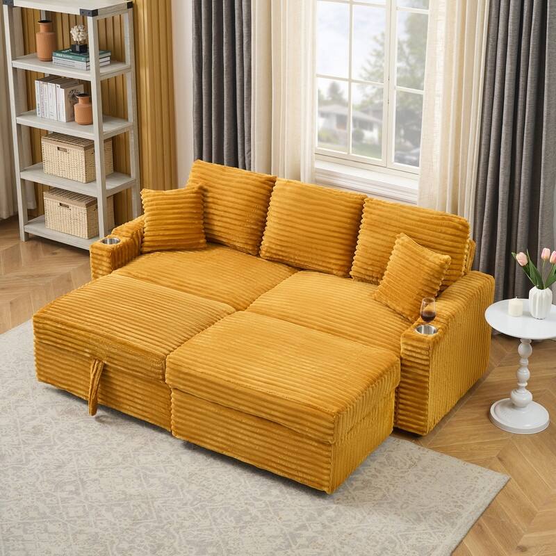 80" Cordylona Sofa, Cup Holder, Ottoman Storage