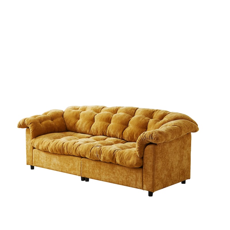 99.2" Fabric Modern Classic 3-Seater Sofa, Solid Wood Frame & Plush Cloud Cushioning