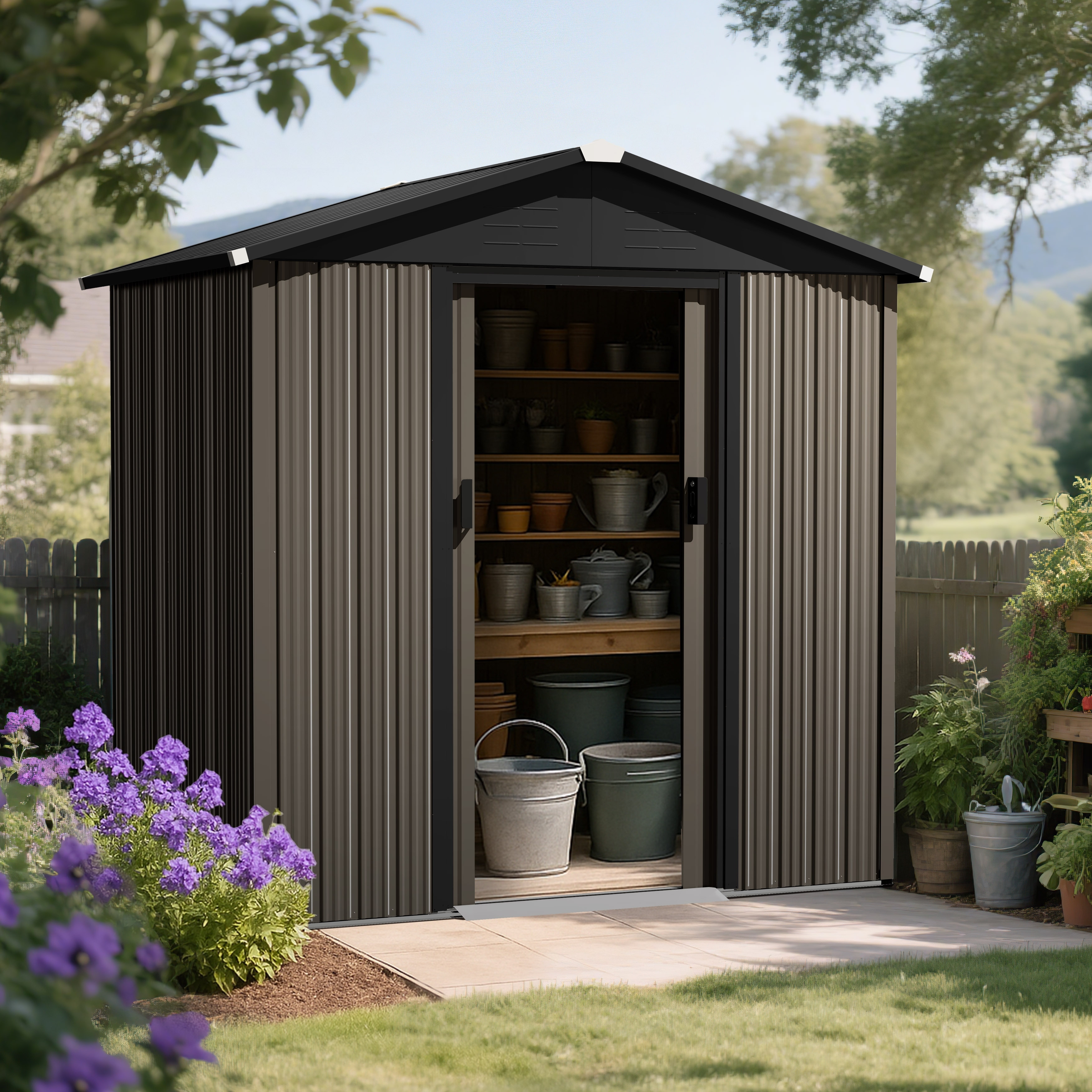 Nuu Garden Metal Outdoor Garden Shed Storage Tool Shed with