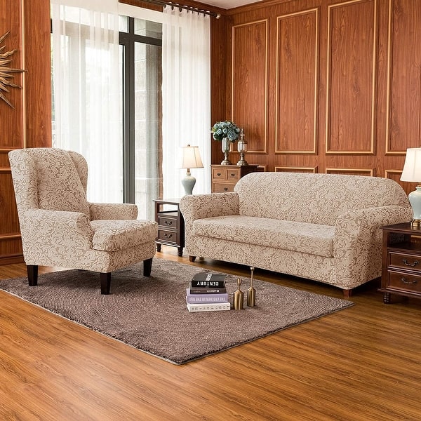 Jacquard Recliner Covers Sofa Cover 4 Pcs Set Reclining Chair Cover,Spandex Stretch Furniture Protector Sofa Couch Cover Soft With Elastic Bottom 2025 - OMR 21.29