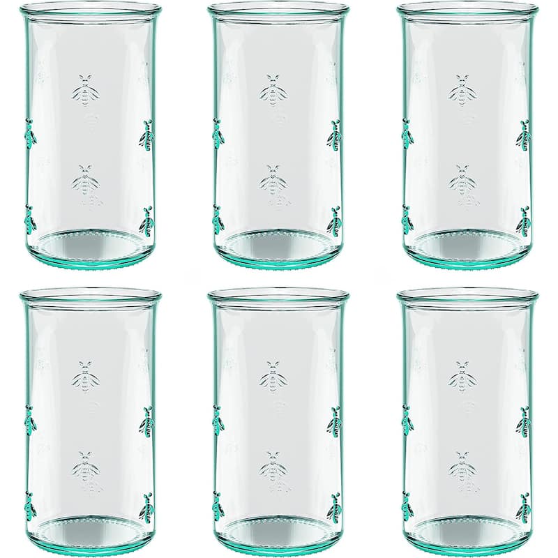 Amici Home Set of 6 Italian Recycled Green Regina Hiball Glasses - 18 Oz - 18 Oz