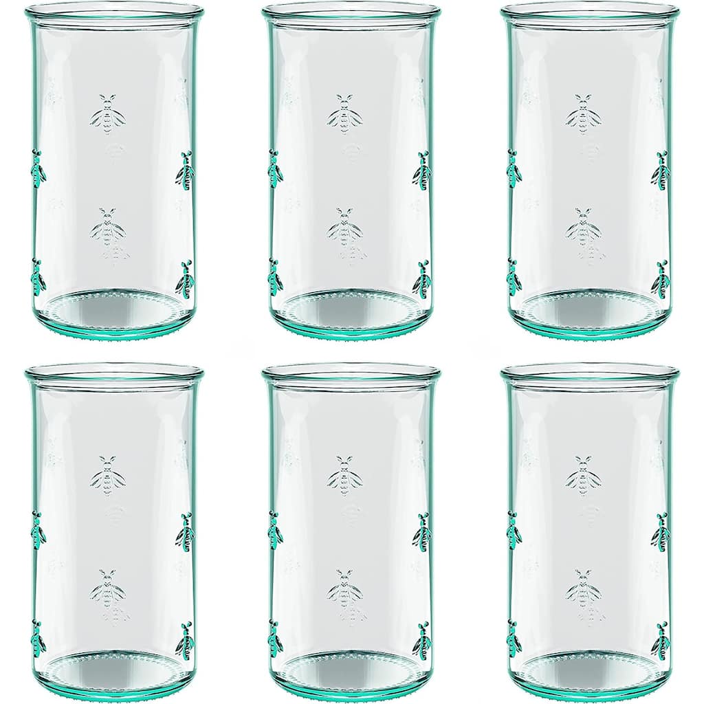 Amici Home Set of 6 Italian Recycled Green Regina Hiball Glasses - 18 Oz