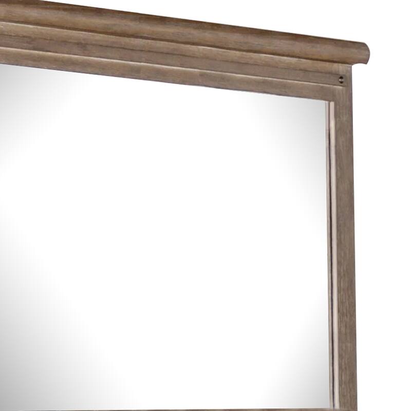 Merry Dresser Mirror, Brown Solid Wood, Rectangular 36x49 Frame