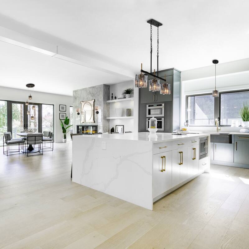 Kasy Modern 3-Light Textured Glass Chandelier Kitchen Island Lights for Dining Room - W 24.8" x D 4.7" x H 10.2"