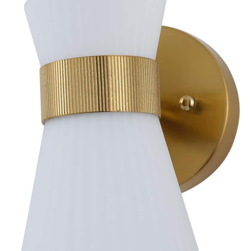 3 Light Gold Vanity Wall Sconce with White Glass Shades Modern Bathroom Lighting Fixture