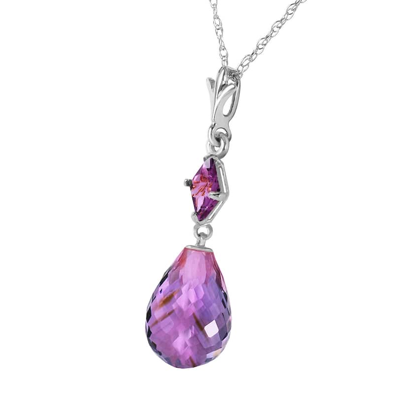 5.5 Carat 14K Solid Gold Misted Petals Amethyst Gemstone Necklace