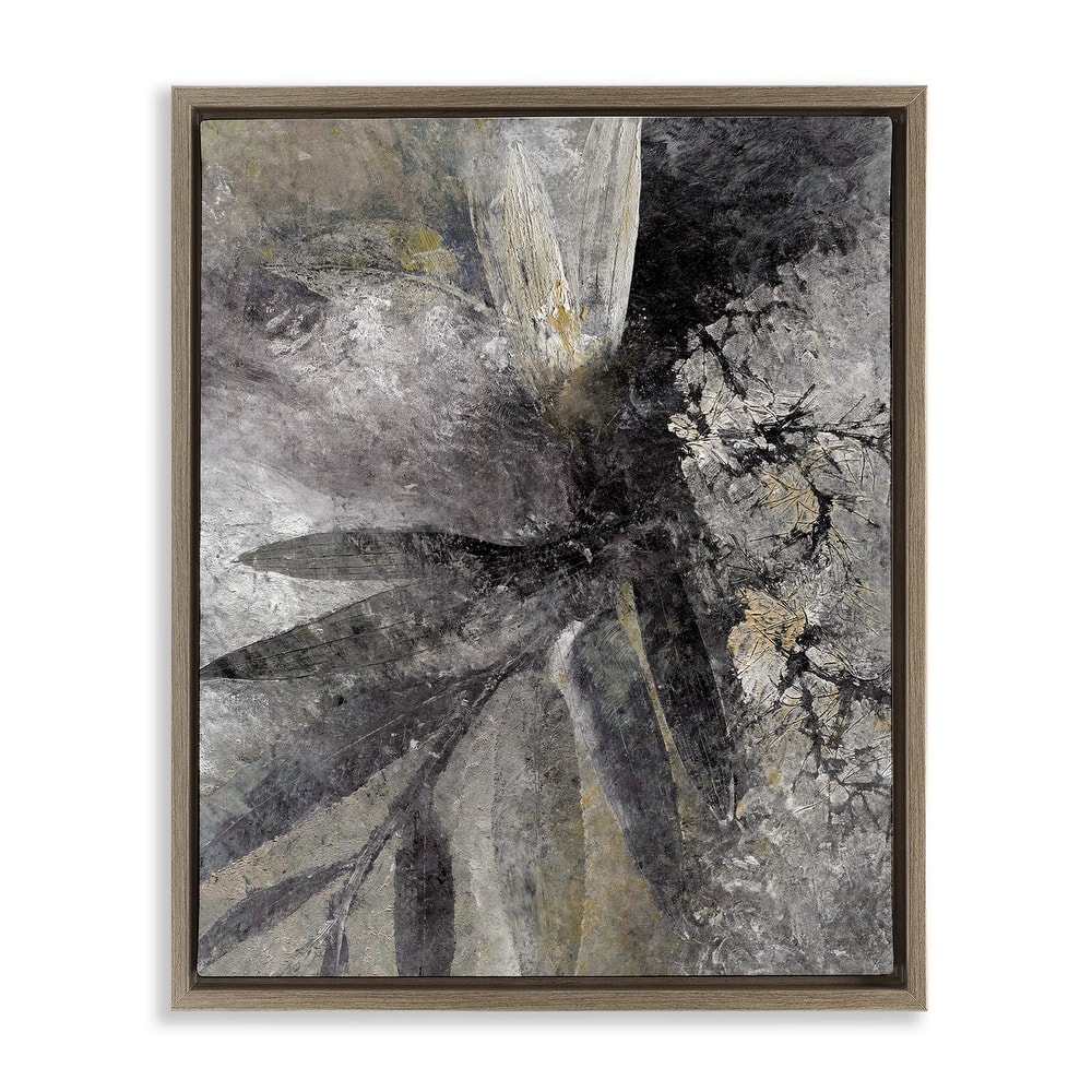 Stupell Grey Abstract Botanical Framed Floater Canvas Wall Art Design by BlursByAI