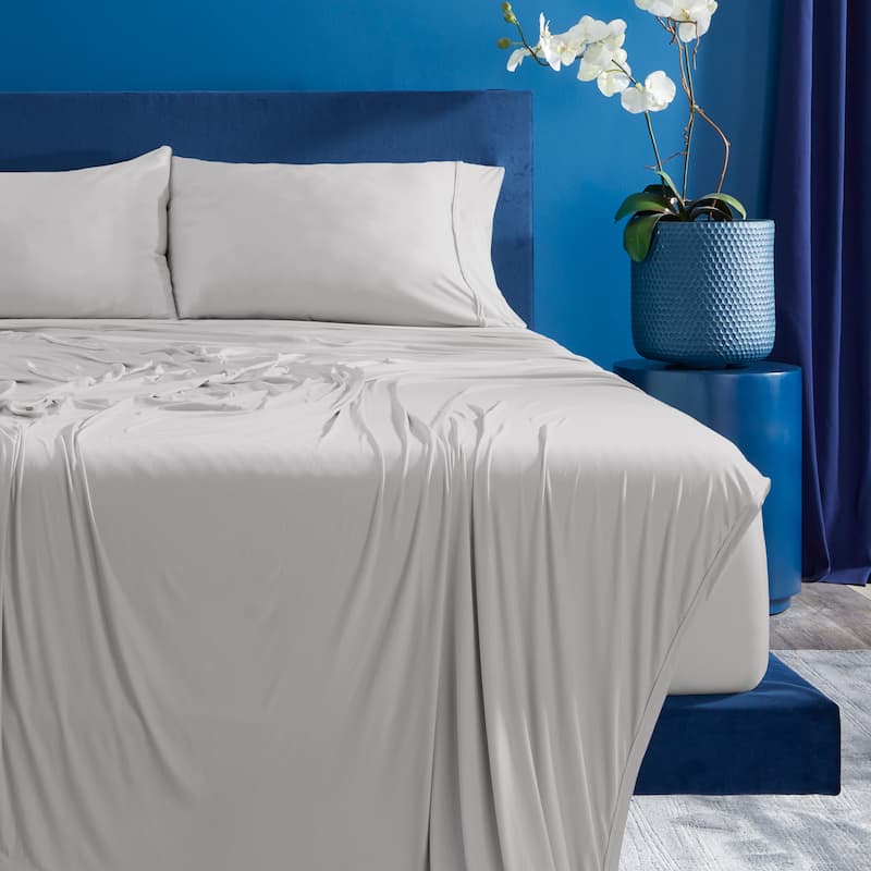 BEDGEAR Ver-Tex Instant-Cooling Bed Sheet Set - for Hot Sleepers - Split King/Split Cal King - Light Grey