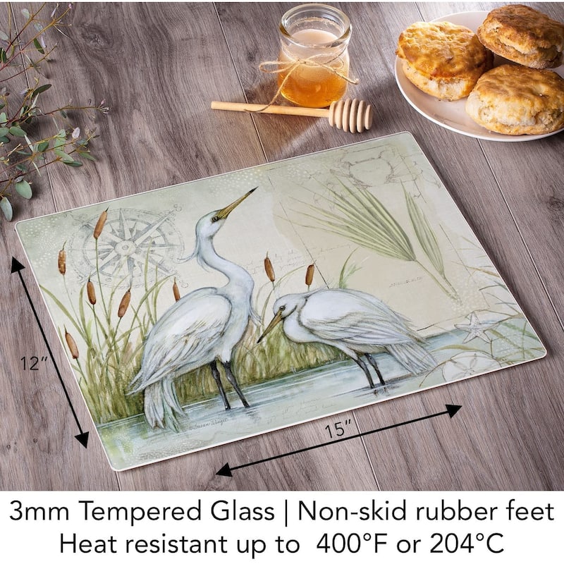 CounterArt Caribbean Seas 3mm Heat Tolerant Tempered Glass Cutting Board 12" by 15" Made in the USA Dishwasher Safe