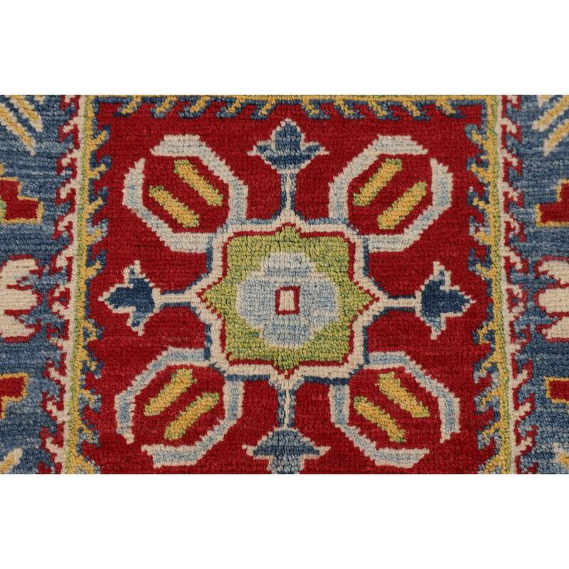 Red Traditional Kazak Oriental Area Rug Hand-Knotted Wool Carpet - 6'7" x 9'8"