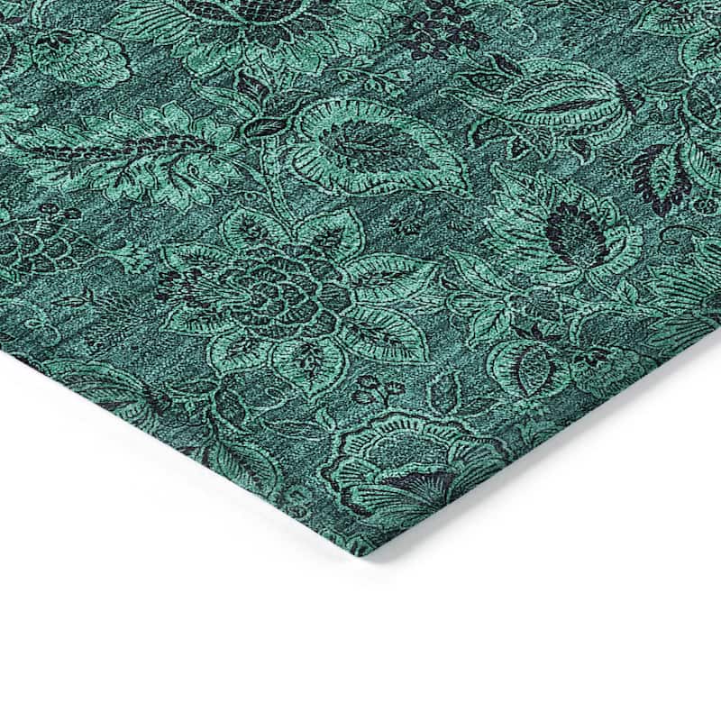 Machine Washable Indoor/ Outdoor Chantille Floral Rug
